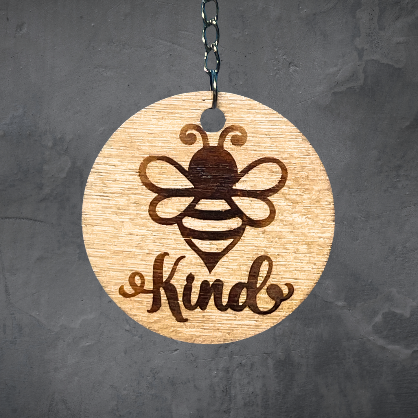 Bee Kind Wood Burned Keychain