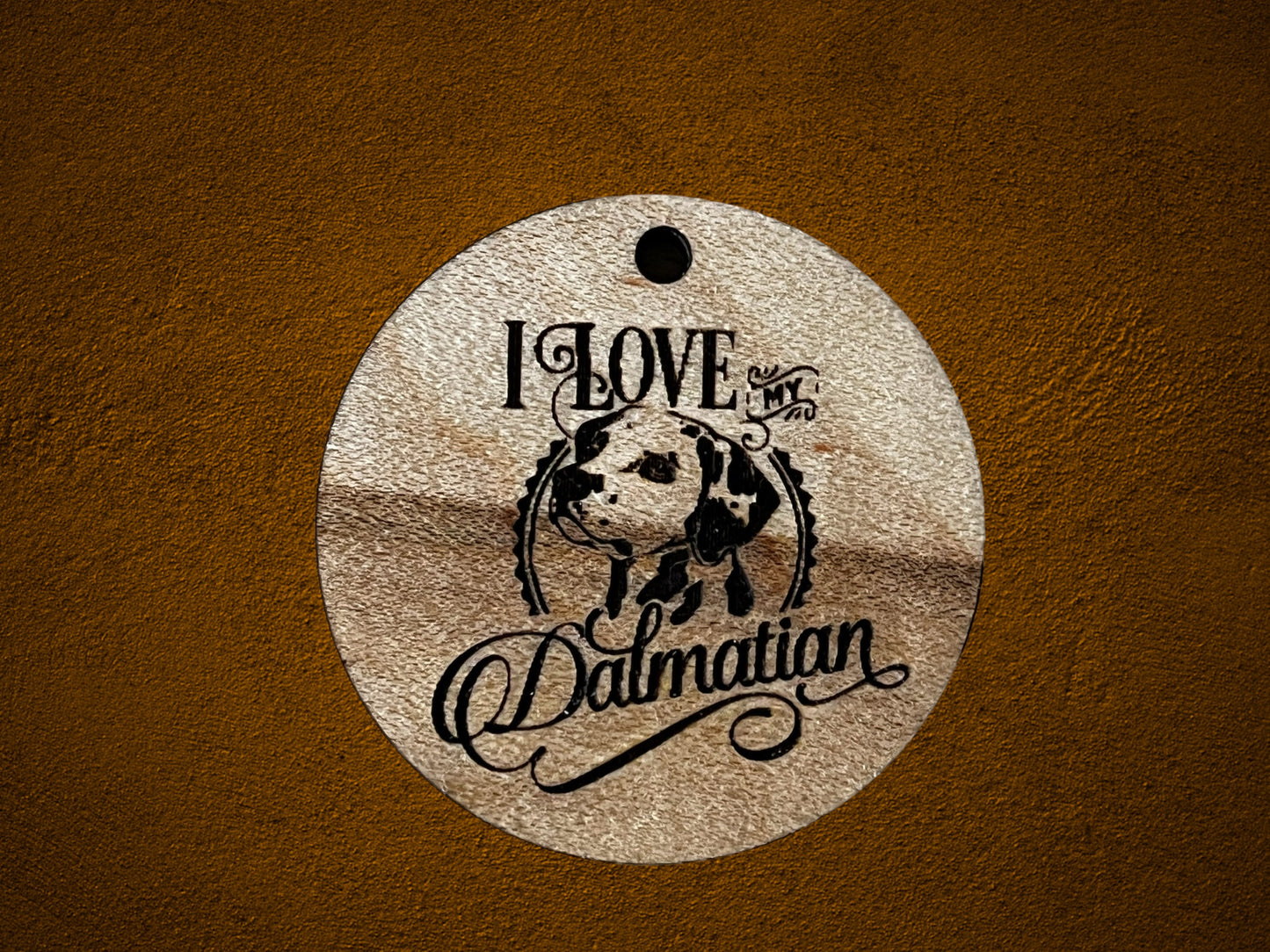 I Love my Dalmatian Engraved Maple Keychain